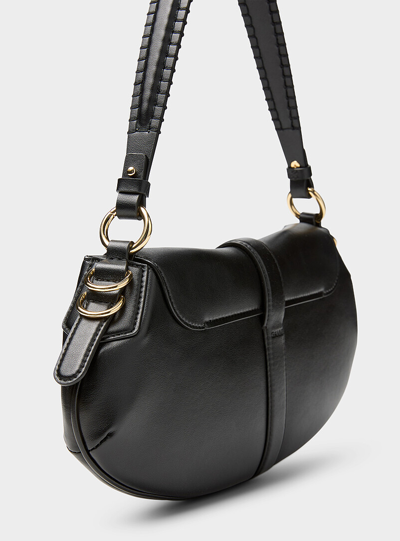 Ganni Black Kat grained leather shoulder bag for women