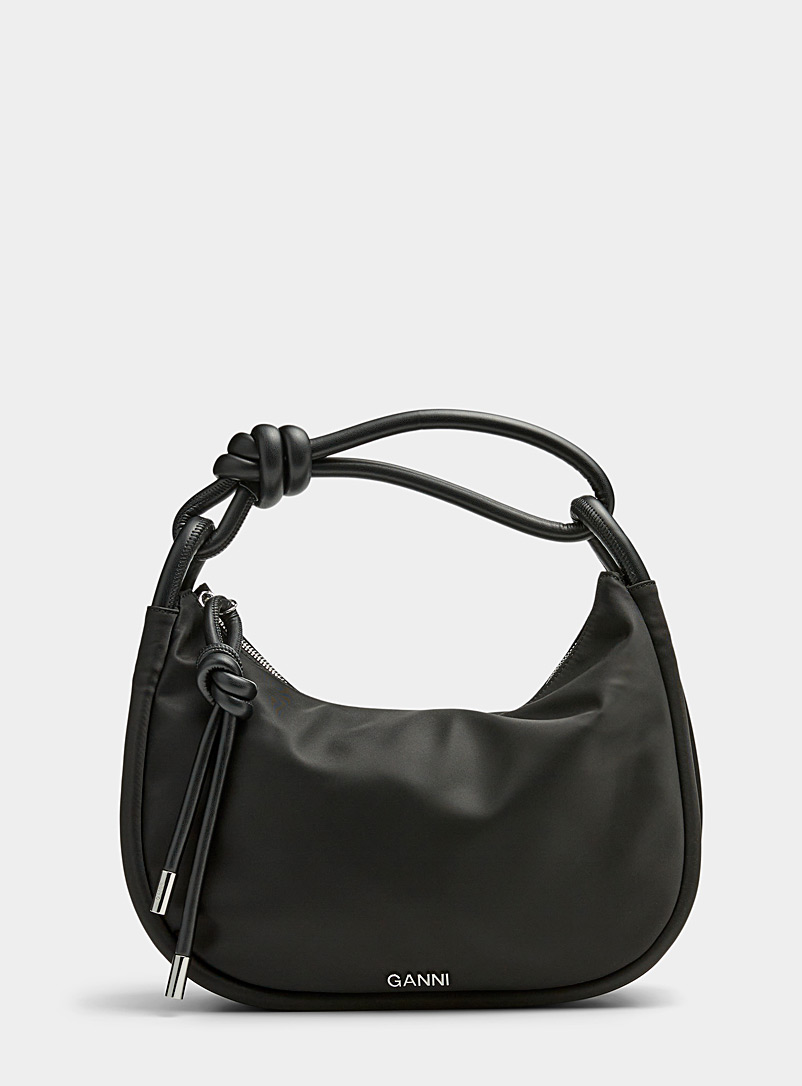 Ganni Black Knotted handle XL baguette bag for women