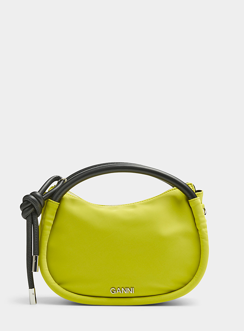 Ganni Lime Green Tubular handle baguette bag for women