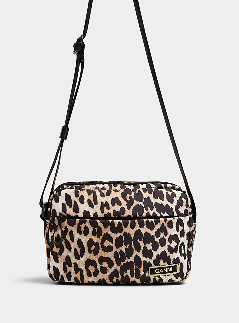 Ganni Patterned Ecru Leopard belt bag for women