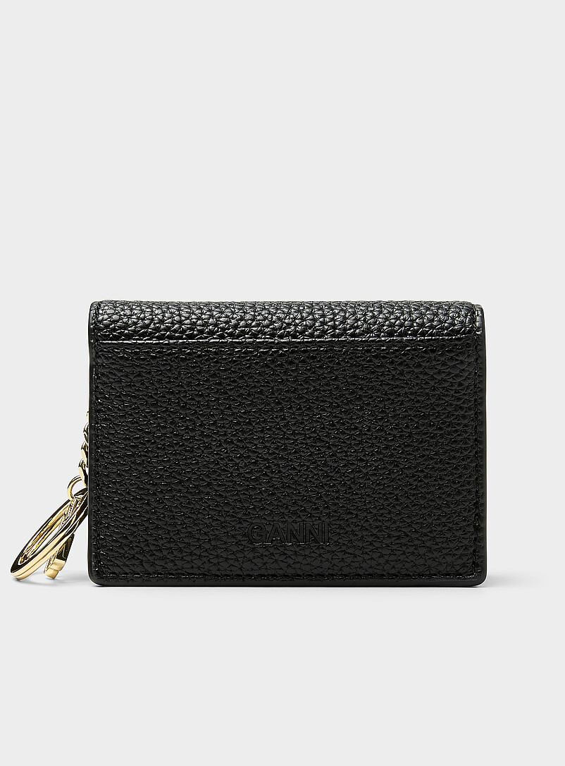 Ganni: Le porte-cartes pliable signature noir Noir pour femme