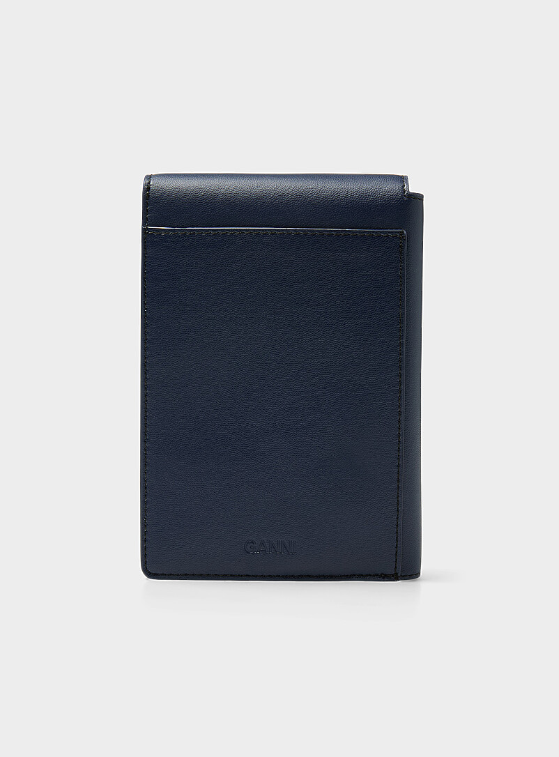 Ganni Patterned Black Teddy recycled leather foldable card holder for women