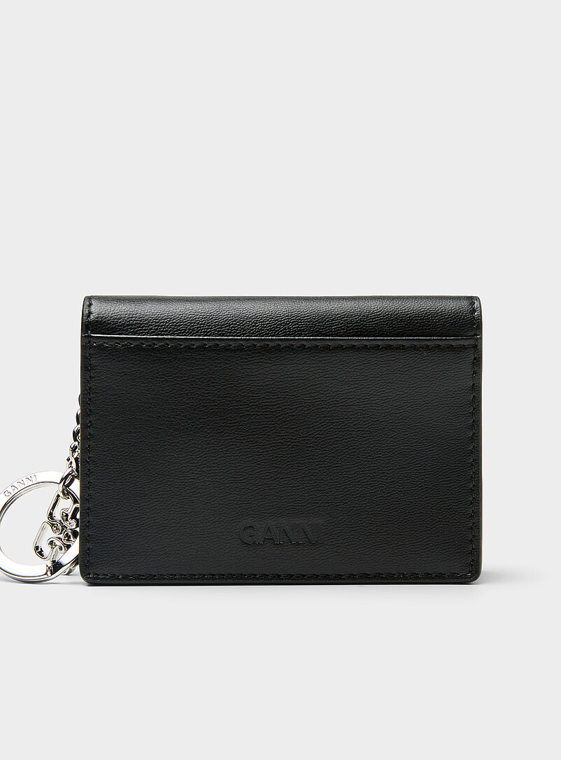 Ganni Patterned Black Poodle recycled leather card holder for women