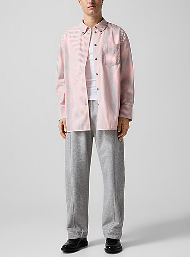 Ganni Grey Frayed logo heathered jogger for men