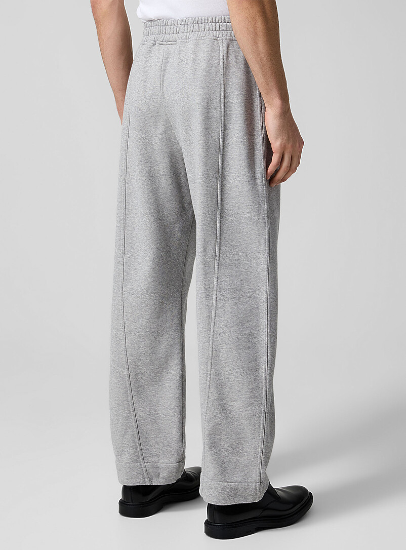Ganni Grey Frayed logo heathered jogger for men