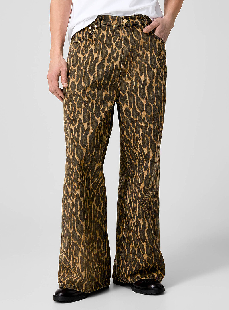 Leopard print ultra-wide-leg jean | Ganni | | Simons