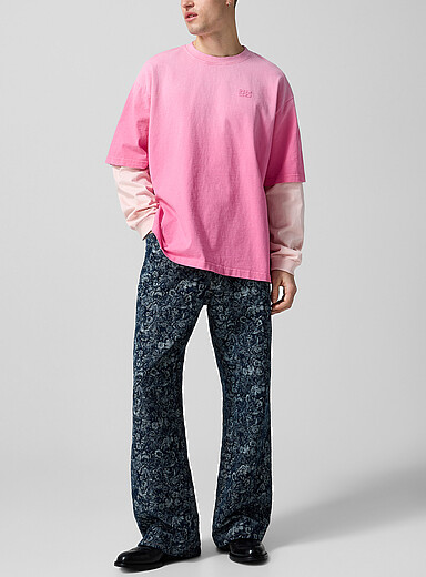 Ganni Blue Floral tapestry straight-leg jean for men