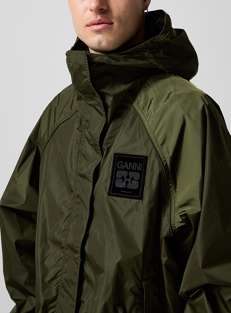 Ganni Green Velvet logo nylon windbreaker for men