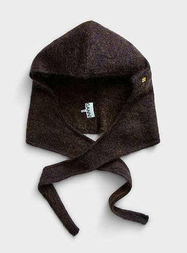 L'&eacute;charpe cagoule en m&eacute;lange de laine bross&eacute;e et de mohair