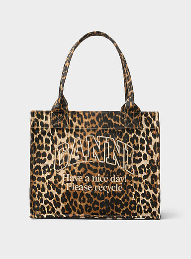 Please Recycle leopard print tote bag