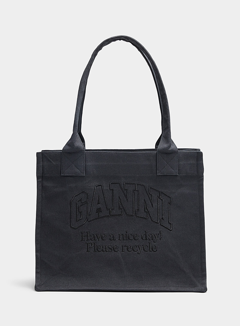 Ganni Black Please Recycle tote bag for men