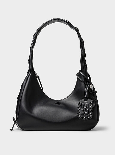 Braided handle recycled leather handbag