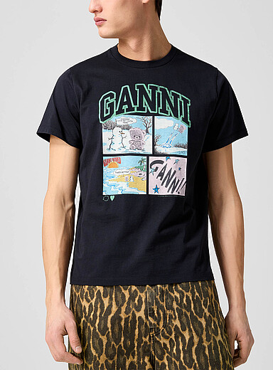 Ganni: Le t-shirt bande dessin&eacute;e Noir pour homme