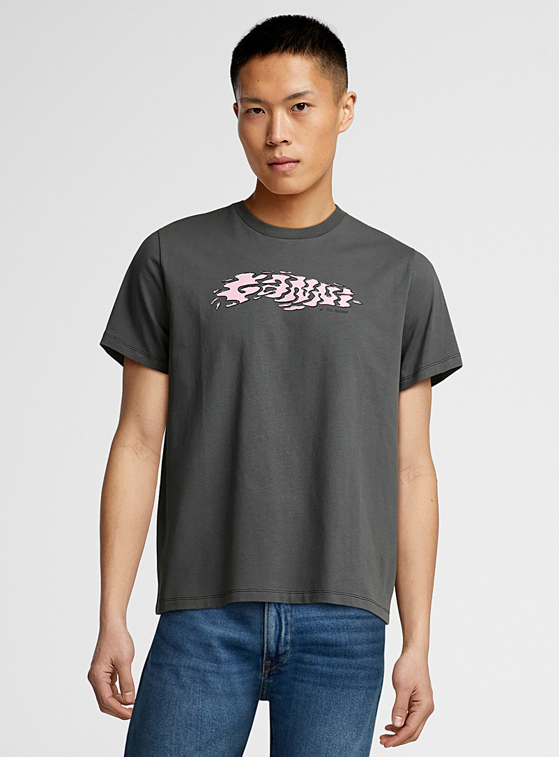 Ganni: Le t-shirt logo liquéfié Unisexe Charbon pour homme