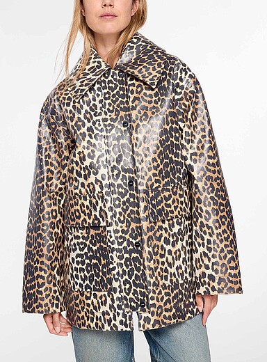La veste en toile cir&eacute;e l&eacute;opard