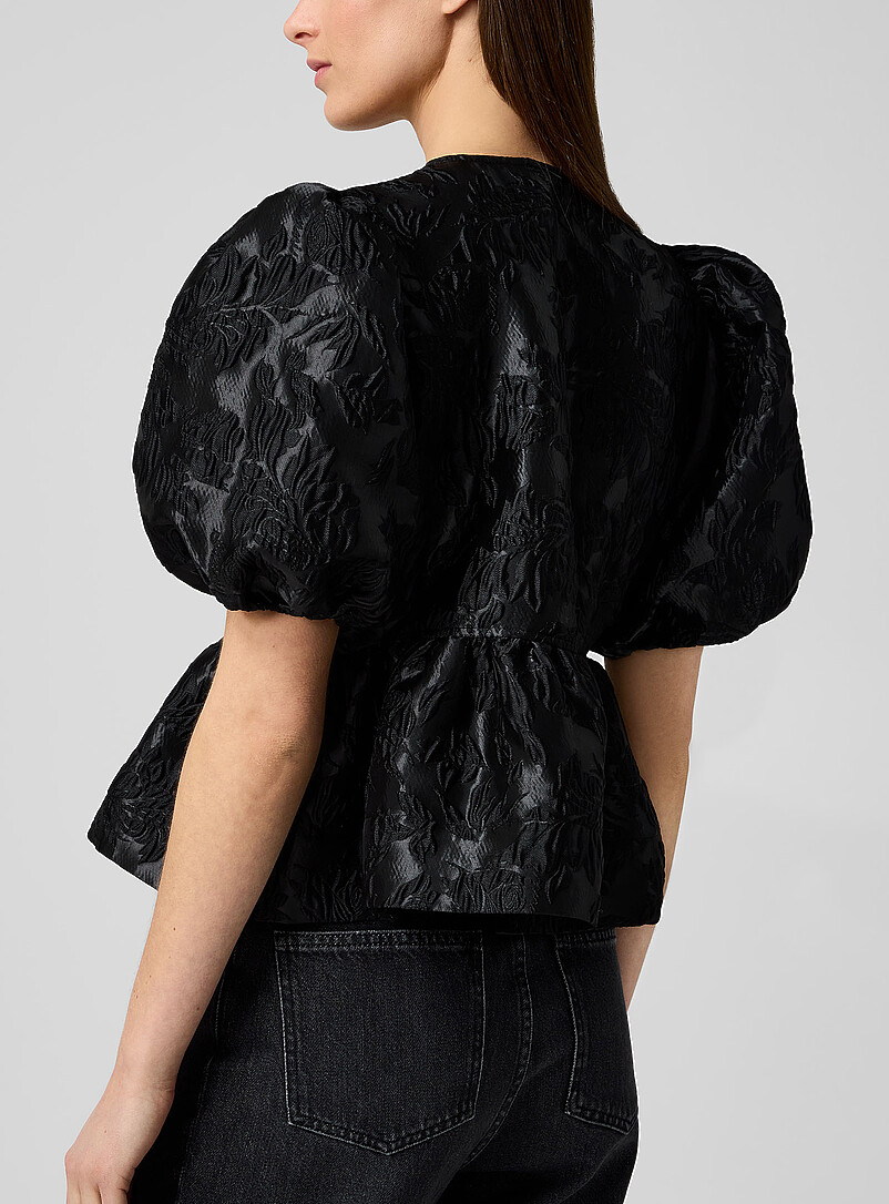 Textured satin peplum waist blouse | Ganni | | Simons