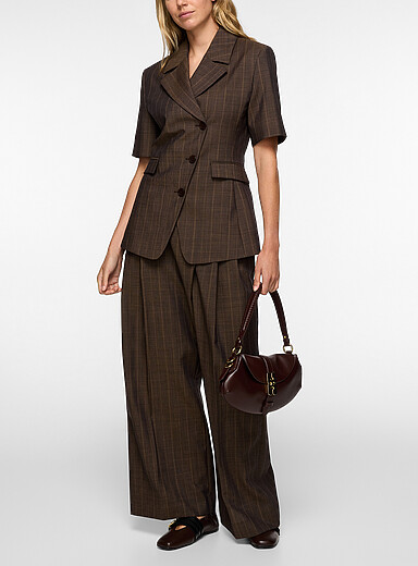 Ganni Taupe Striped wrap pant for women