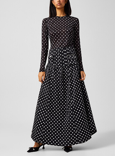 Satiny polkadot skirt