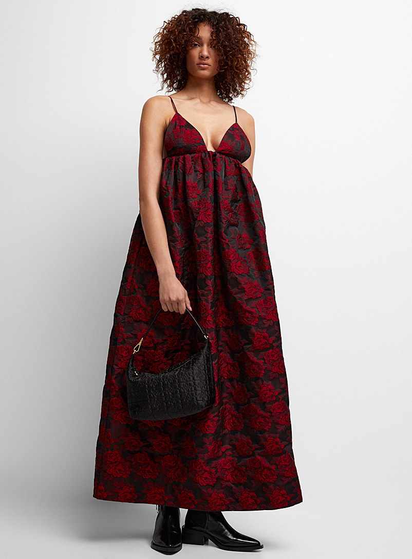 Ganni: La robe jacquard botanique Rouge à motifs pour femme