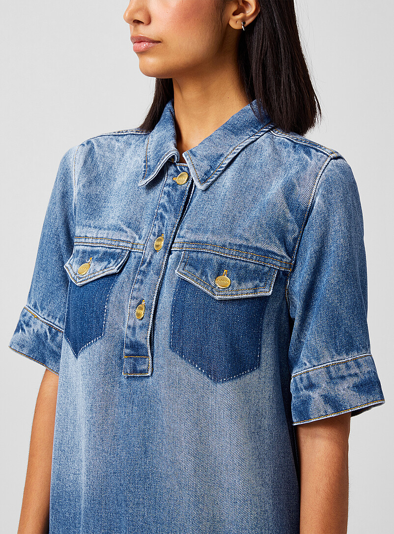ganni denim midi dress GANNI Denim Midi Dress | Green