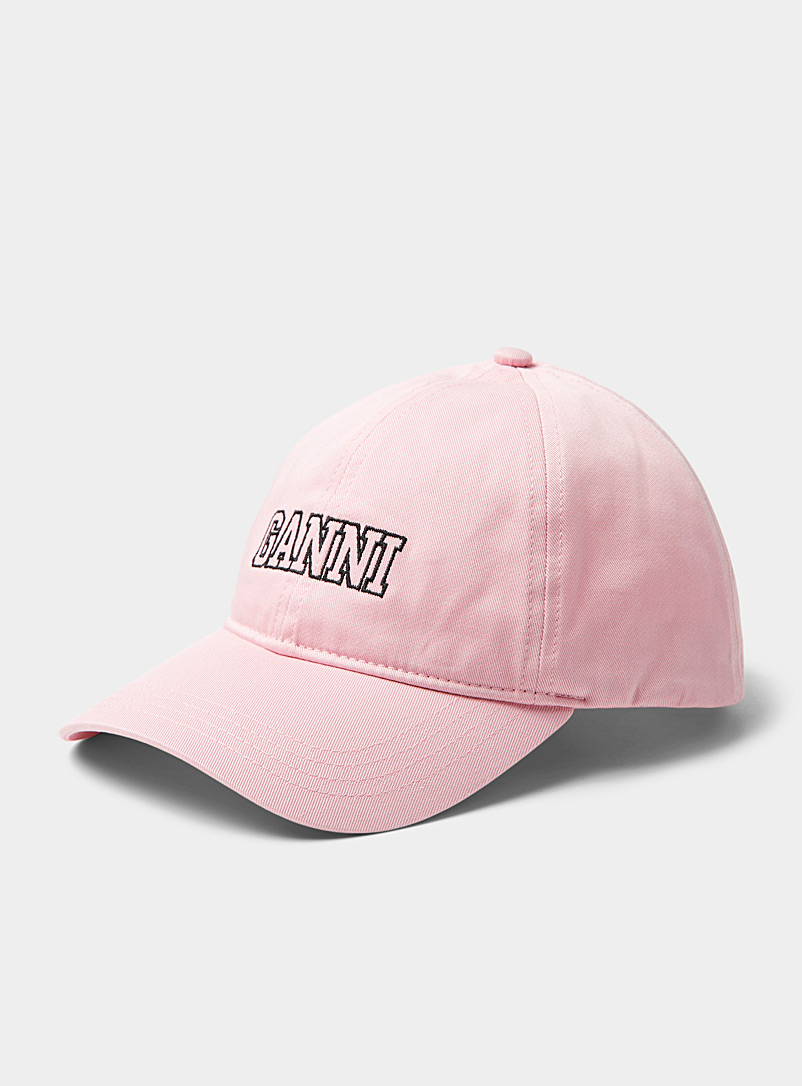 Ganni Lilacs Embroidered logo pink cap for women