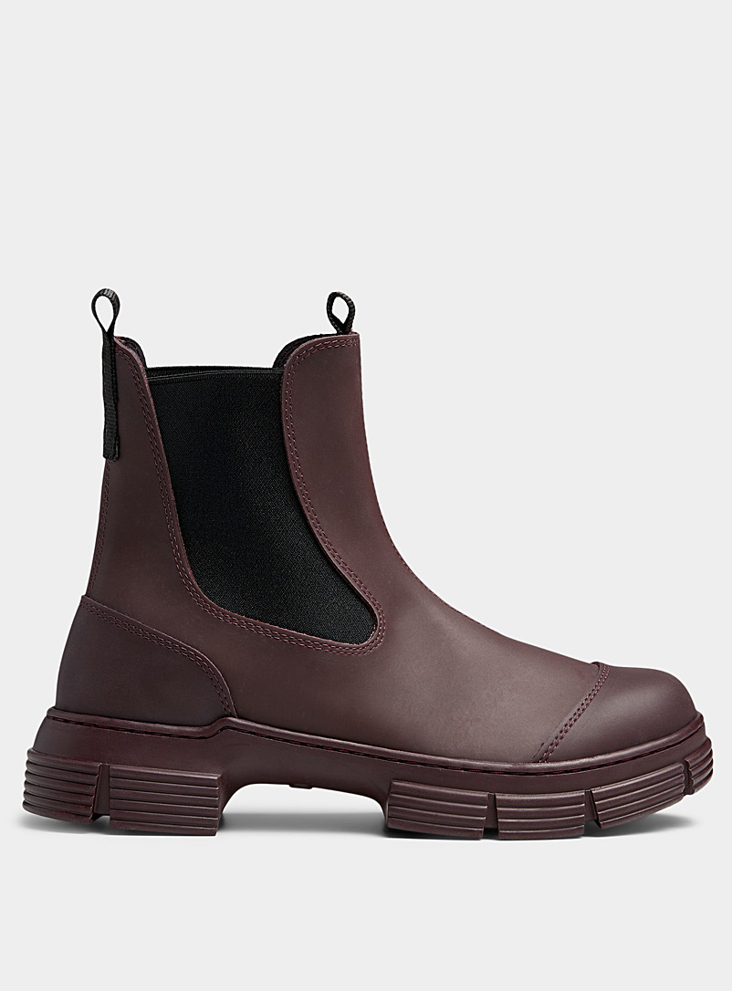 Ganni Ruby Red Wavy rubber Chelsea boots for women