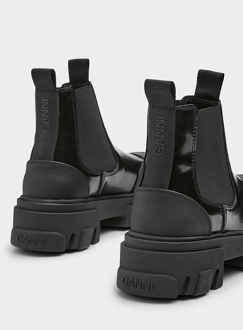 Ganni Black Chelsea lug-sole boots for women