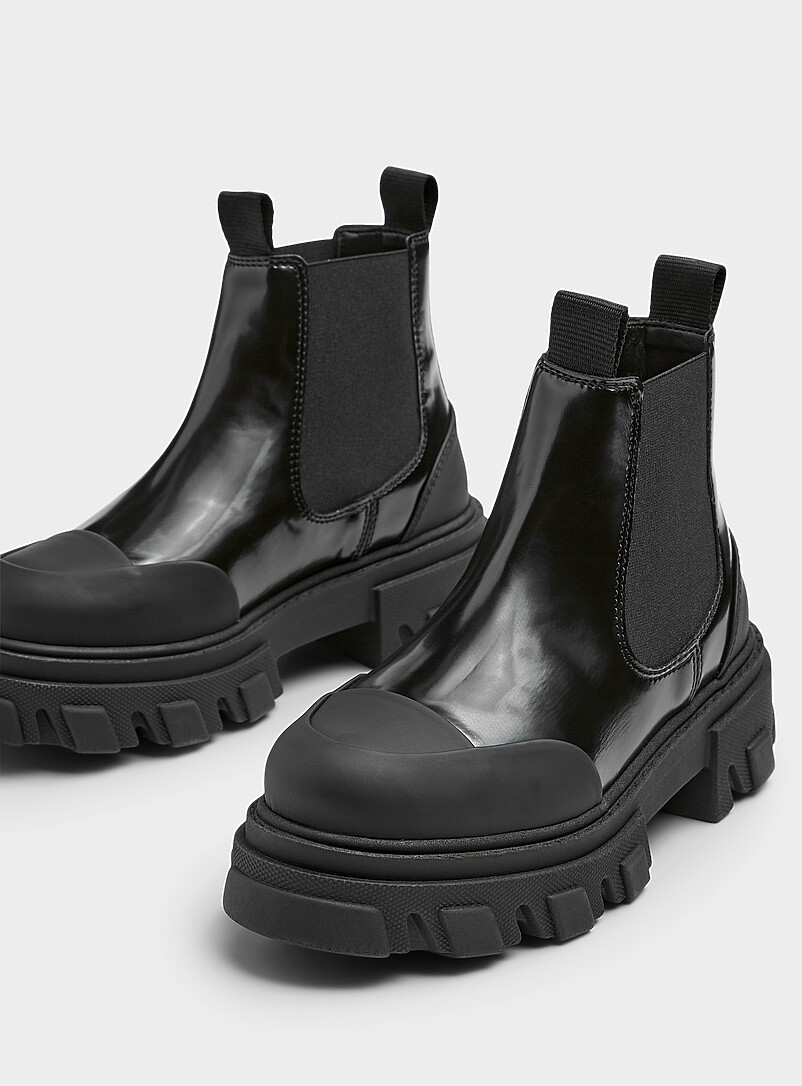 Ganni Black Chelsea lug-sole boots for women