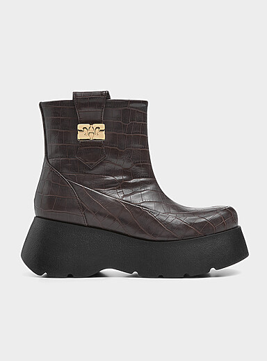 Kat croc-textured platform boots