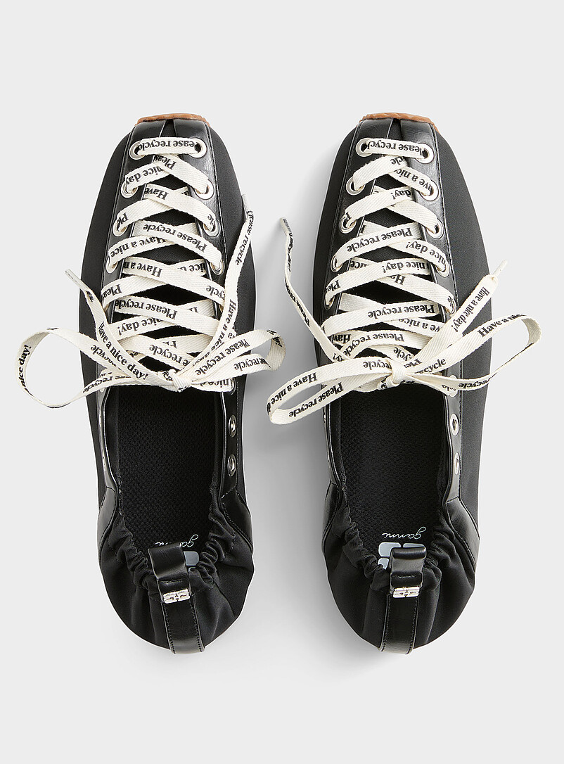 Ganni Black Message lacing sporty ballet flats Women for women