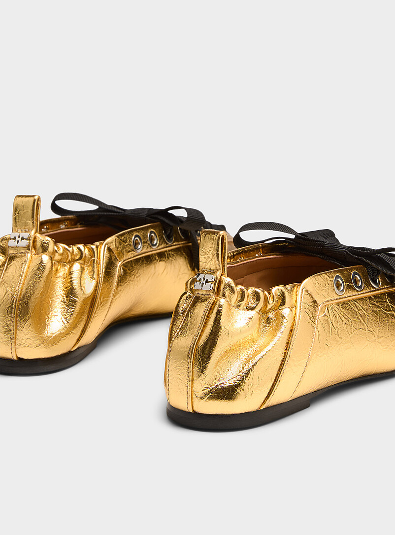 Ganni Gold Golden laced ballet flats Women for women