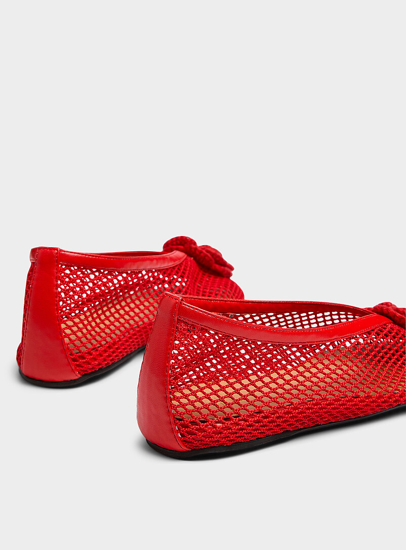 Ganni Raspberry/Cherry Red Jenny scarlet mesh ballet flats Women for women