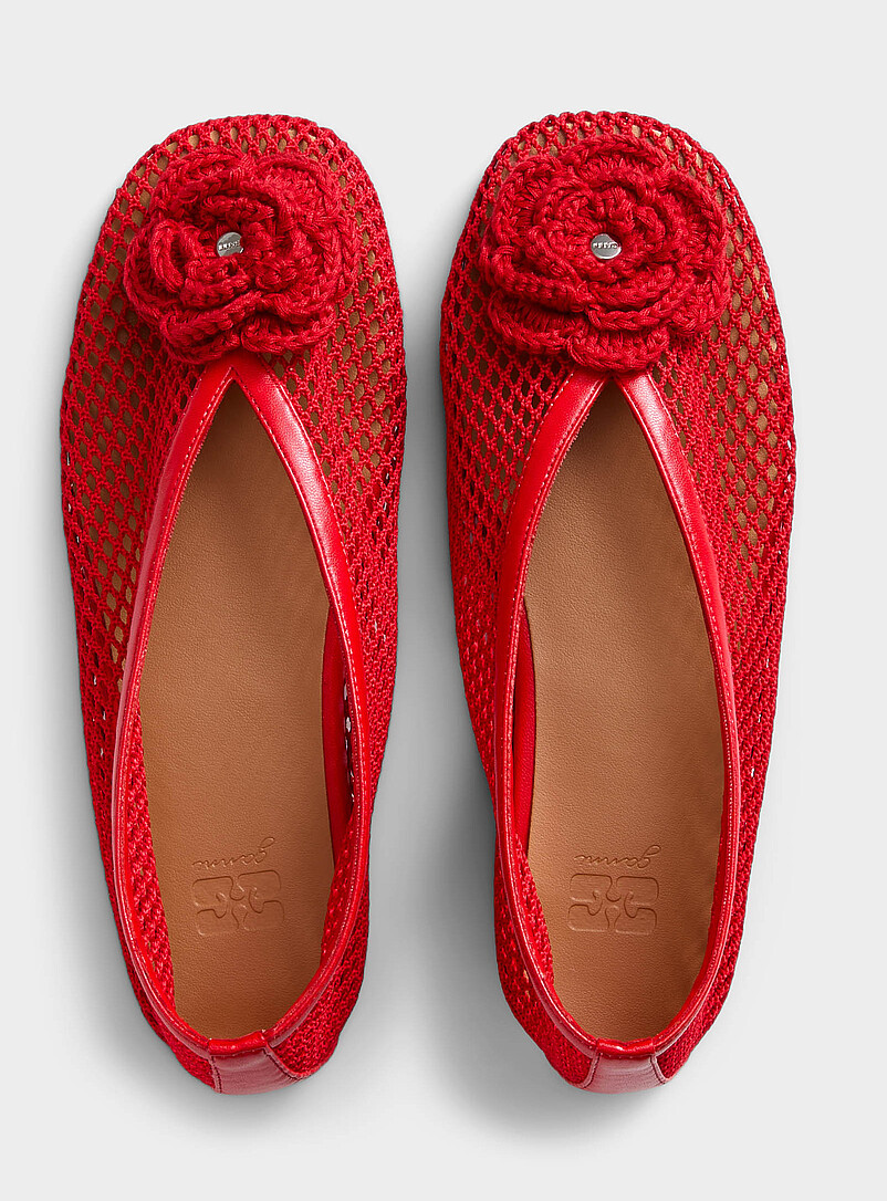 Ganni Raspberry/Cherry Red Jenny scarlet mesh ballet flats Women for women