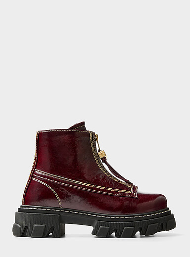 Ganni Burgundy Cleated sole zipped boots Women for women
