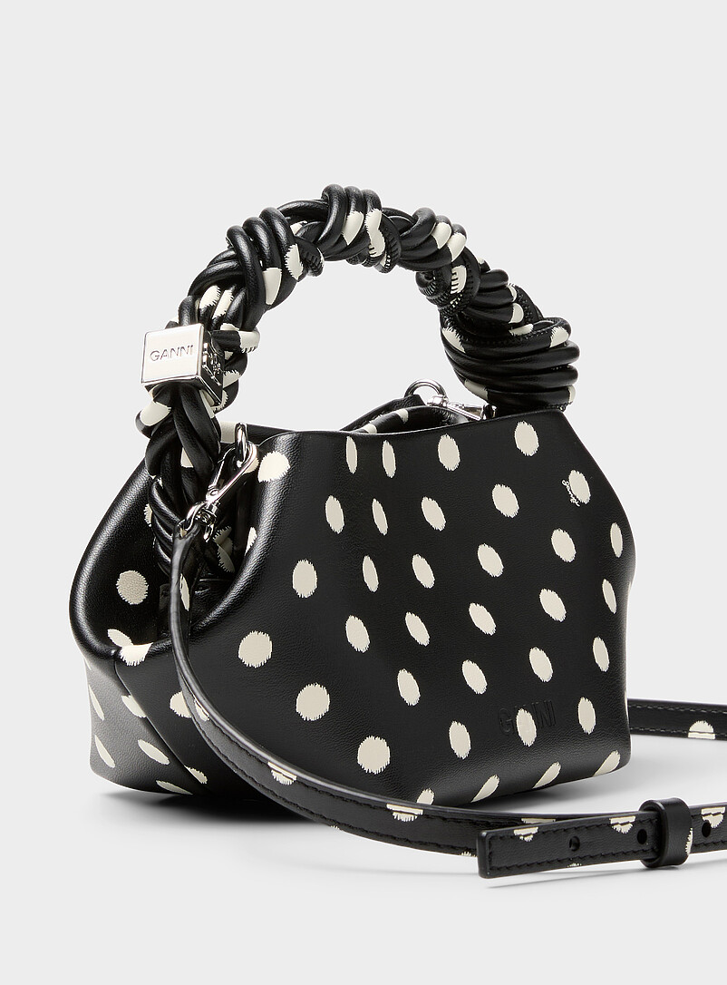 Bou Mini polka-dotted braided-handle leather bag product image 2