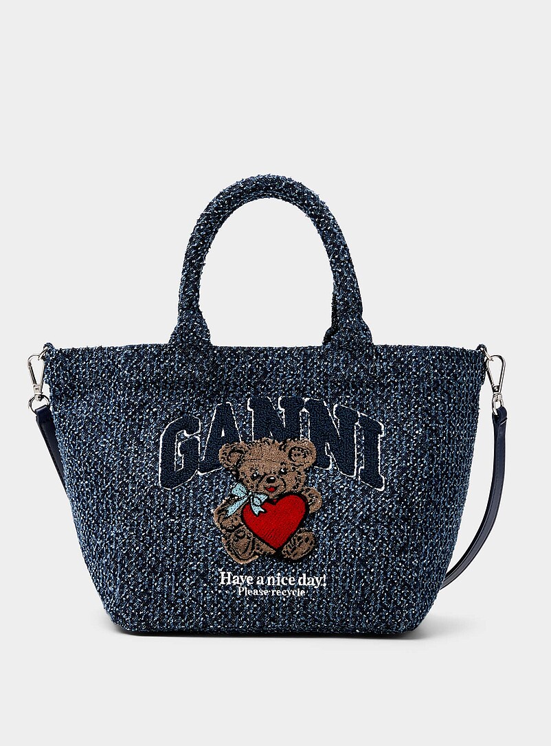 Teddy Bear Small Textured Tote Bag