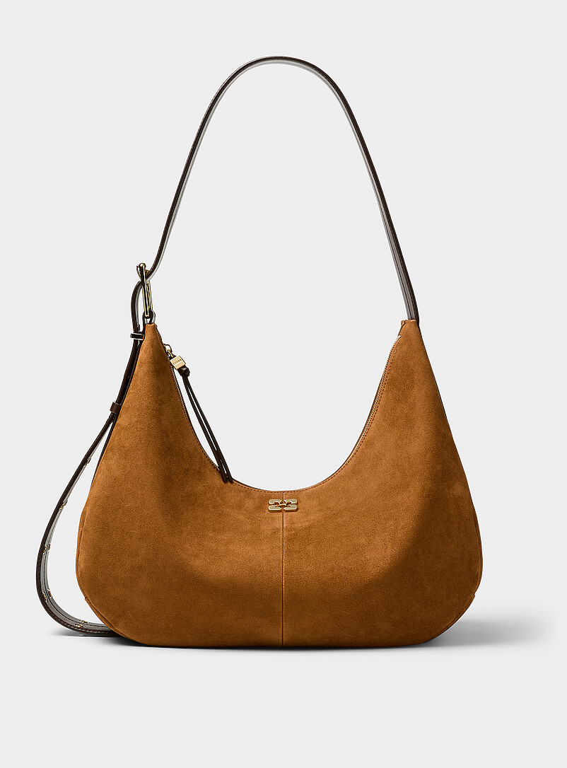 Belt handle XL suede hobo bag product image (primary)
