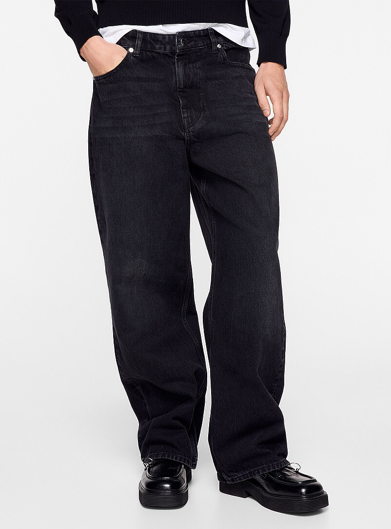 Izey faded black denim wide-leg jean product image 2