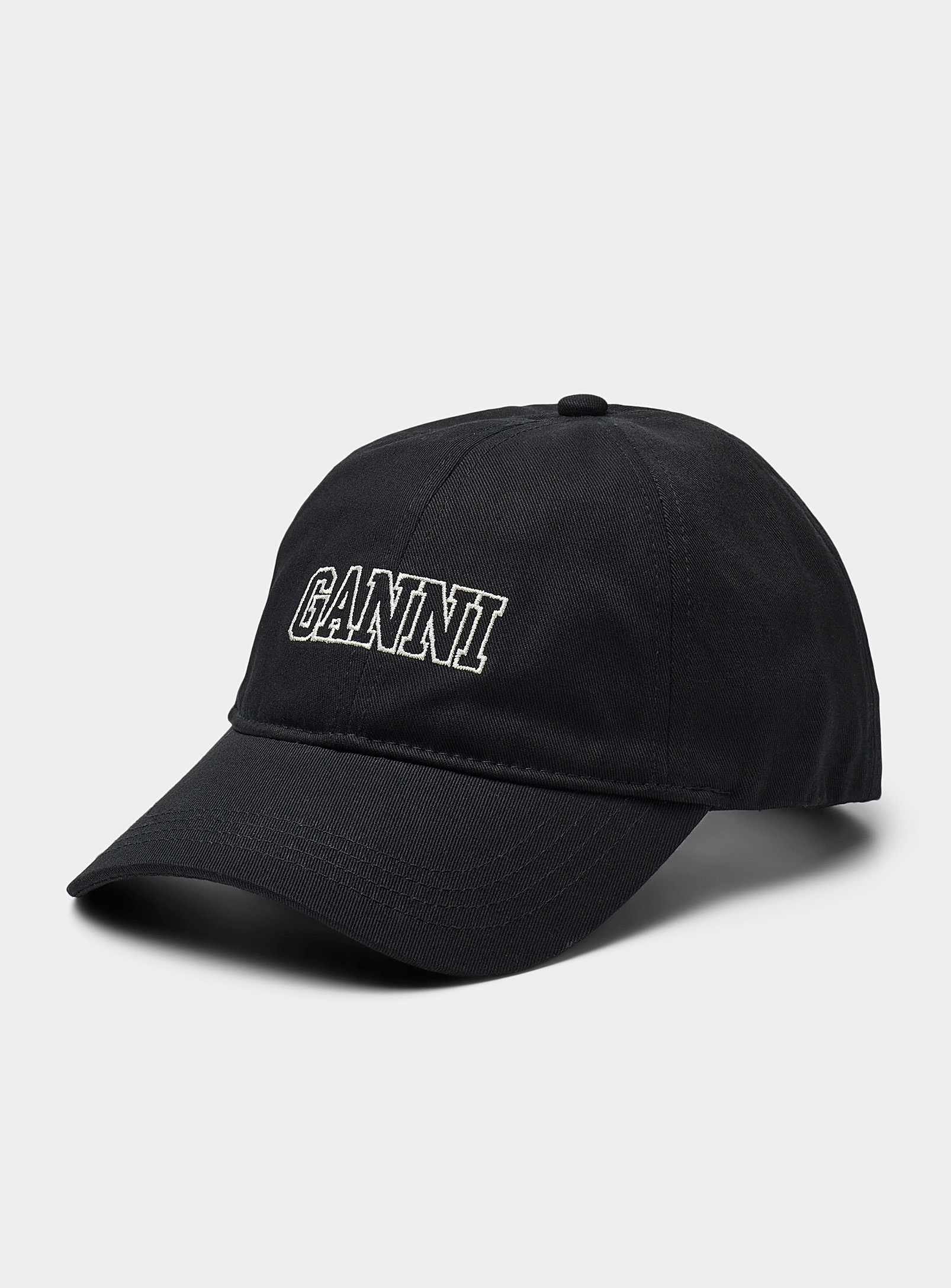 Ganni Embroidered Logo Black Cap
