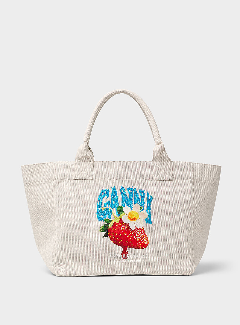 Medium strawberry tote bag product image (primary)