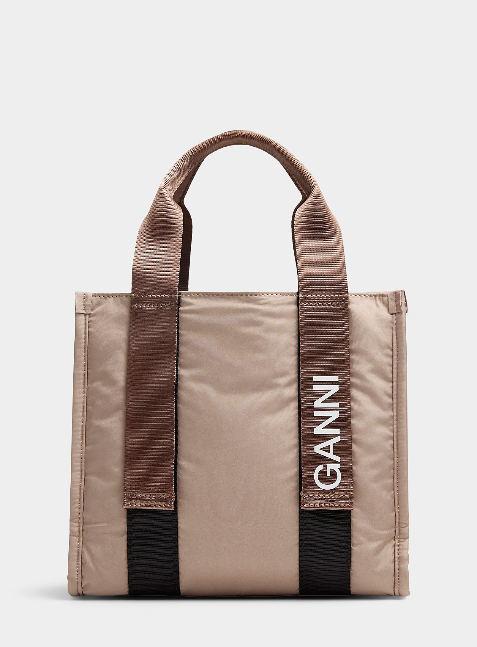 Ganni - Men's Taupe recycled fabric small Tote Bag