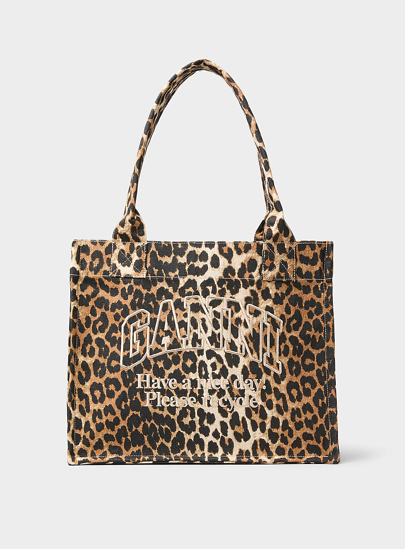 Please Recycle leopard print tote bag product image (primary)
