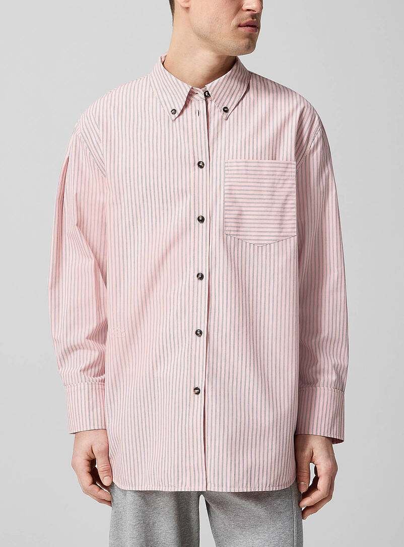 Vertical stripes loose pink shirt product image (primary)