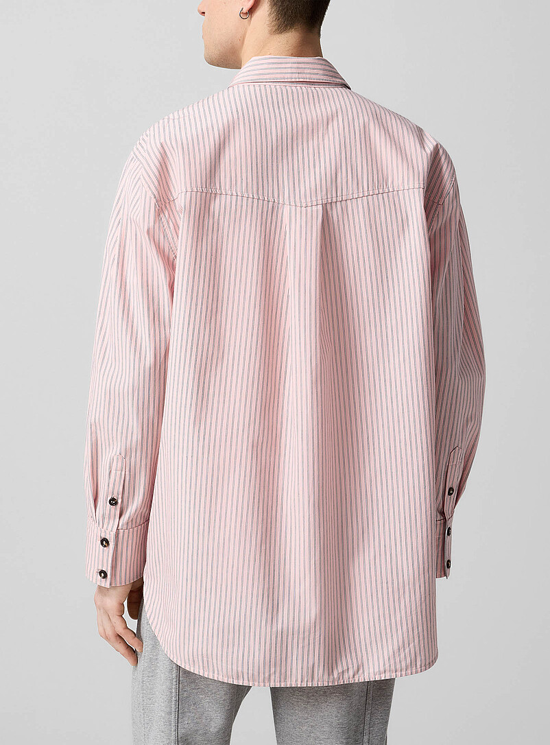 Vertical stripes loose pink shirt product image 2