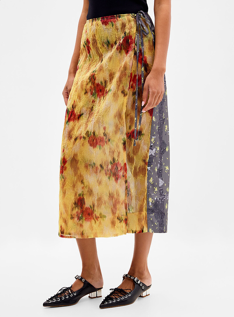 Floral patchwork wraparound midi skirt product image 2