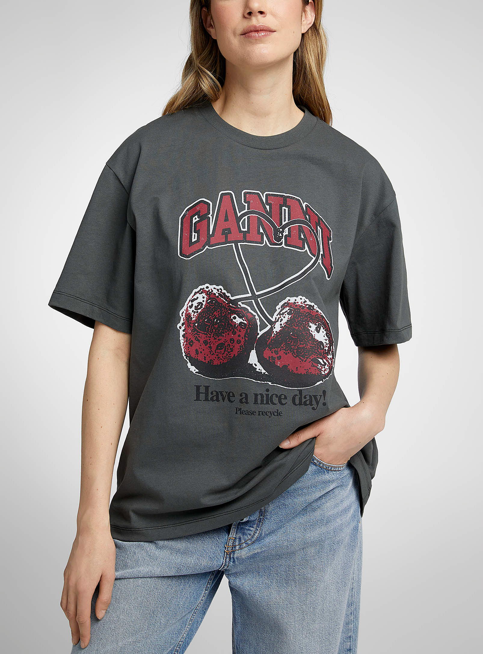 Ganni - Women's Cherry print casual T-shirt