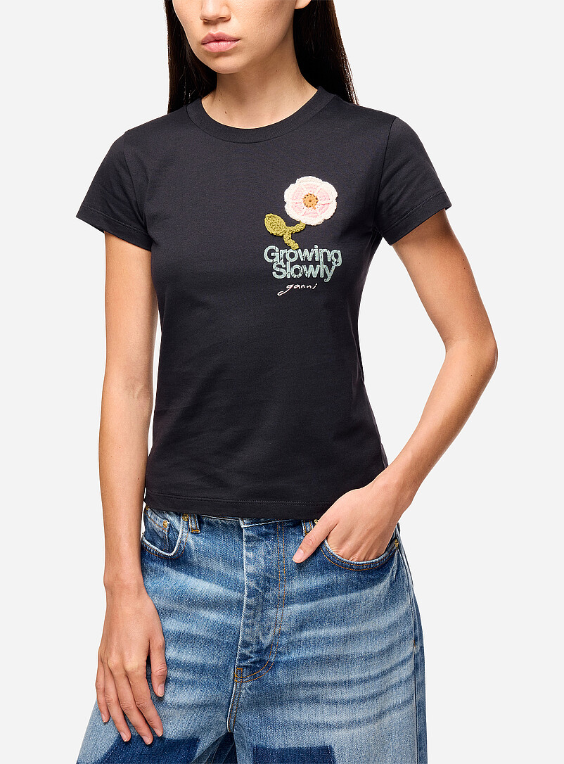 Crocheted Flower T-Shirt