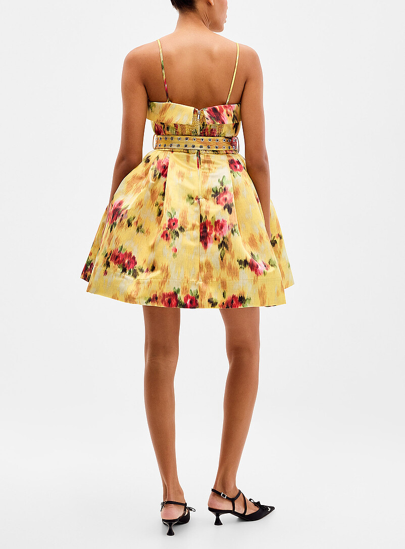 Floral print duchess silk bubble mini-dress product image 3