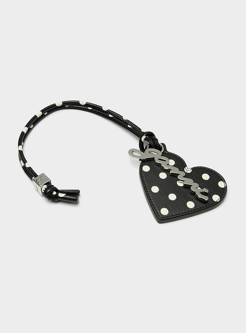 Polka-Dotted Heart-Shaped Mirror Bag Charm