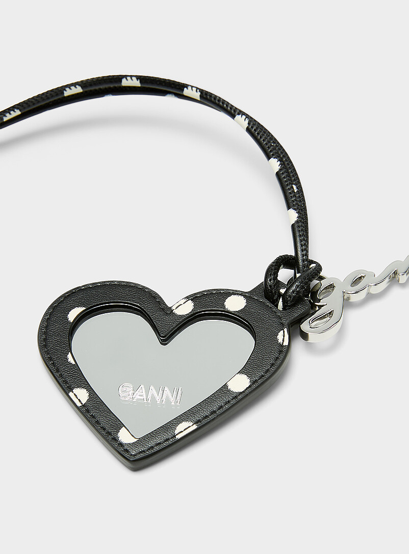Polka-dotted heart-shaped mirror bag charm product image 2